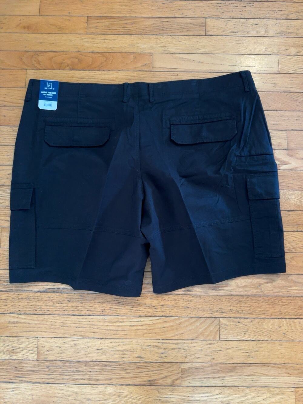 George Mens Cargo Shorts Size 54 Black Utility Comfort Waist 10” Inseam NWT
